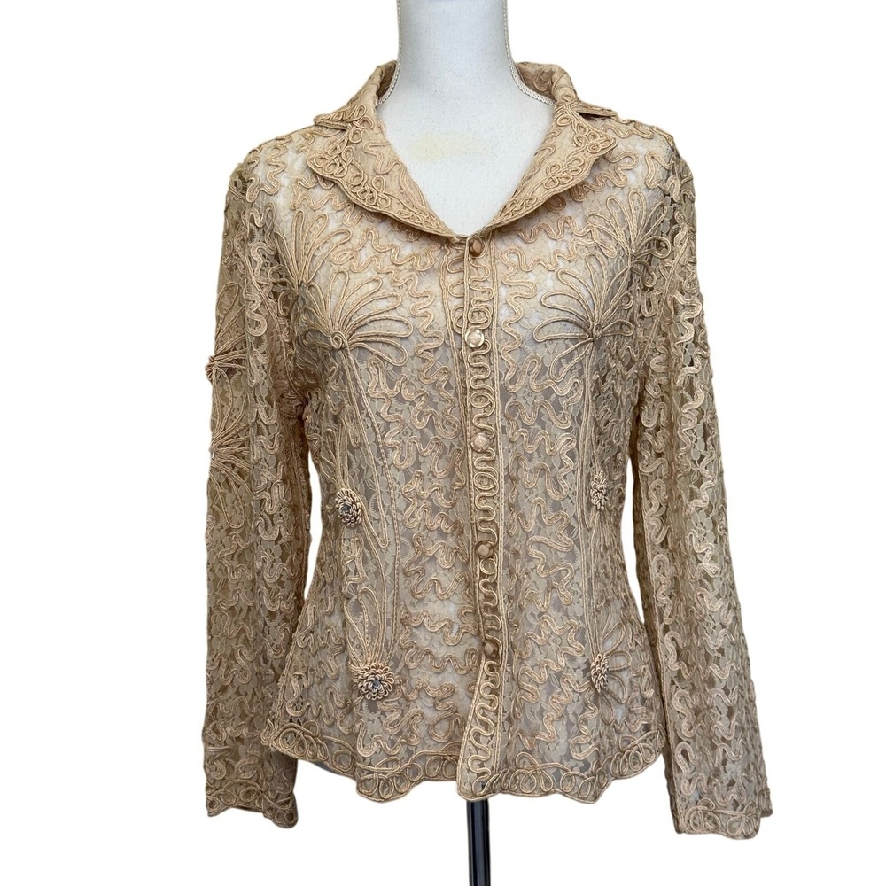 Pretty Angel Lace Jacket Champagne M Romantic Boho Cottagecore Ethereal Festival